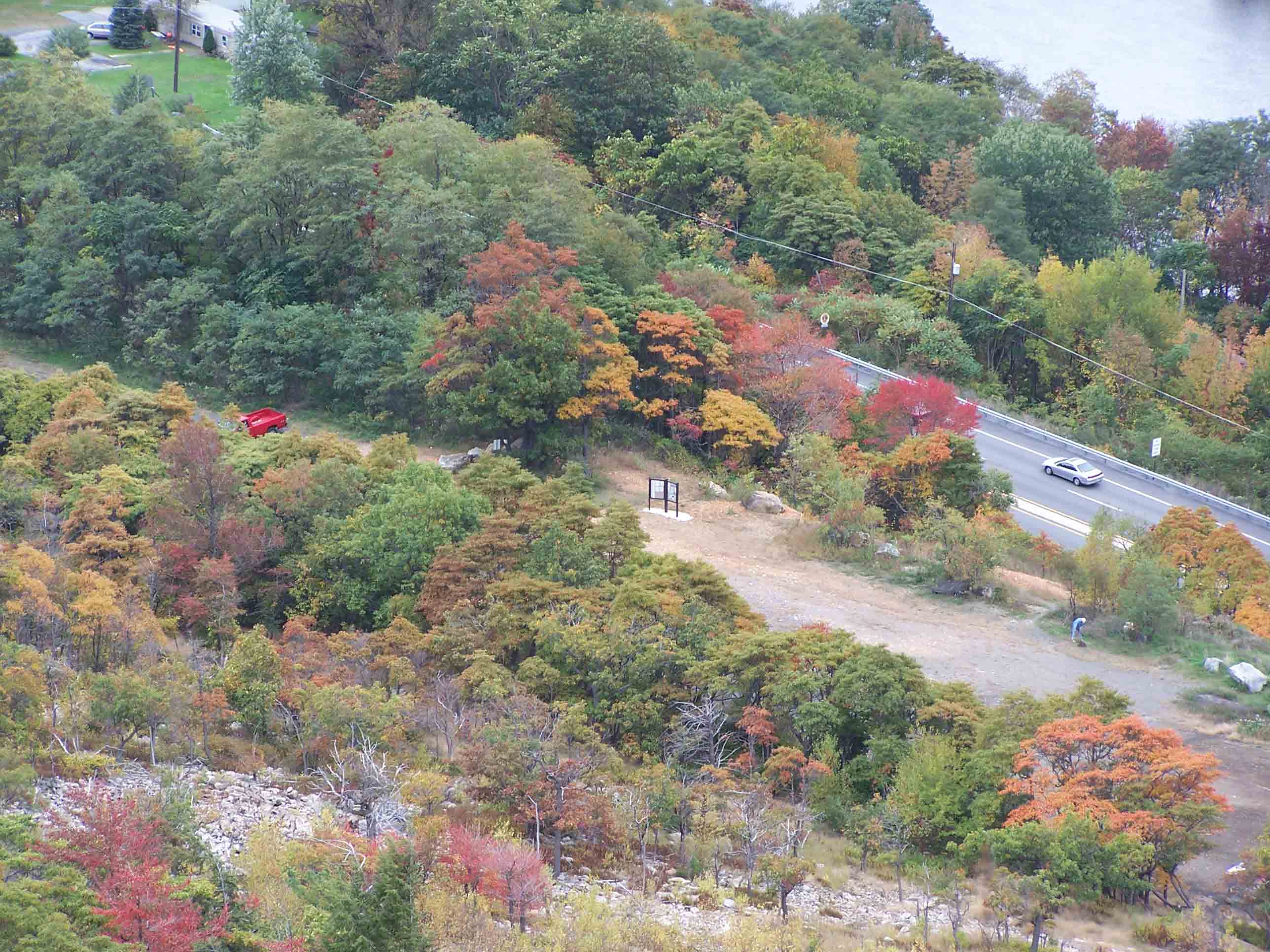 View of parking lot at mm 20.3 in Lehigh Gap. This was once a railroad bed. Courtesy at@rohland.org
